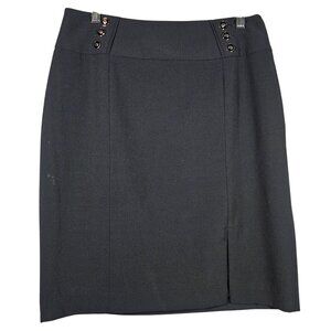 White House Black Market Black Pencil Skirt With Button Zipper Flawed